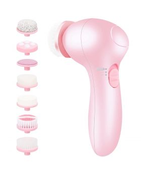 Fabuday Face Spin Facial Cleansing Brush 7 in 1 for Skin Cleansing, Gentle Exfoliator, Blackhead Removing and Massaging, Battery Operated 