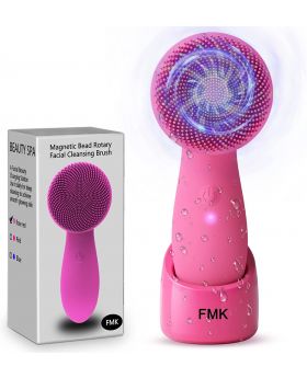 FMK Sonic Facial Cleansing Brush, 4 Modes, Silicone Face Scrubber with Rotary Magnetic Bead, Face Brushes for Cleansing and Exfoliating, Massaging