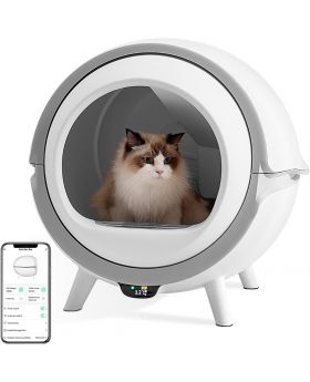 FRAPOW Self-Cleaning Automatic Cat Litter Box, No Scooping, Safety Protection Extra Large Cabin Weight Sensor APP Control Timer & Washable Cleaning Cabin