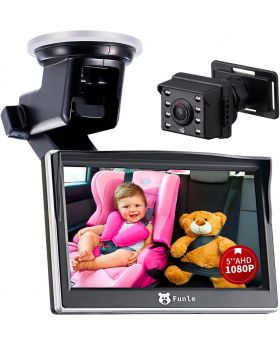 Funle AHD 1080P 5" Back Seat Baby Car Camera Monitor with Night Vision for Newborn Children Infants Kids
