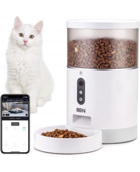 HBN 4L Automatic Cat Feeder with HD 1080P Camera Voice Recorder, Wi-Fi Enabled App Control