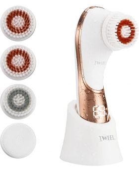 Rechargeable Facial Exfoliator IPX-7 Waterproof Facial Cleansing Brush for Exfoliating, Massaging and Deep Cleansing with 4 Brush Heads