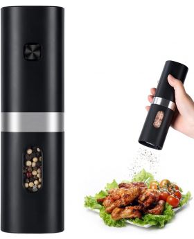 Electric Pepper Grinder with LED Light, One-hand Button Control, Adjustable Coarseness 
