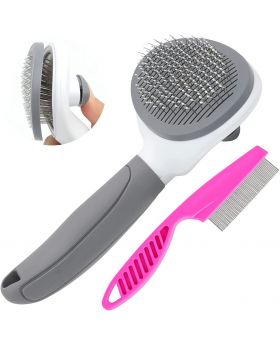 KALAMANDA Self Cleaning Grooming Slicker Brush for Cats and Dogs 