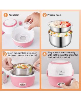 Lunch Box Heater Portable-Pink