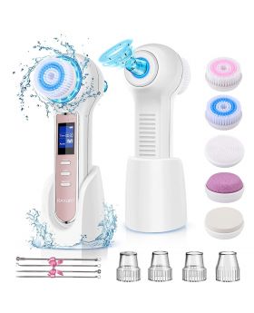 Raxurt Electric Facial Cleansing Brush with Blackhead Remover Vacuum, Upgraded Strong Suction Rechargeable Lightweight Pore Cleanser Sucker Tool with LCD Screen and Stand for Women Men