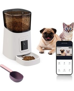 SEKOYA Automatic WiFi 6L Smart Pet Feeder with 1080p Camera, Auto + Manual Food Dispenser, iOS Android Compatible,  2.4GHz Wi-Fi Enabled,  Scheduled Feeding, Video Recording