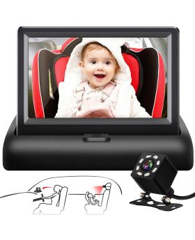 Shynerk Baby Car Mirror, 4.3'' HD Night Vision Function with Wide Crystal Clear View to Observe the Baby’s Move