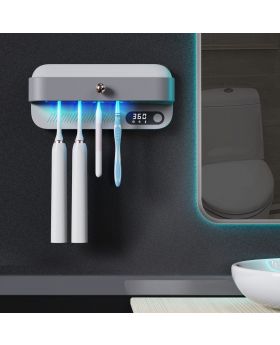 StarWin UV Toothbrush Sanitizer Dryer Heating and Fan Drying Function UVC-LED Tooth Brush Cleaner Sterilizer Holder Wall Mounted Suitable for Oral-B and Other Toothbrushes