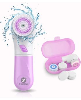 TKORW Facial Cleansing Brush 5 Rotating Brush Heads, 2 Modes, 2AA Power Supply, 360° Cleaning, Blackheads, Whiteheads, Calluses, exfoliating, Dead Skin Cleansing Spin Brush