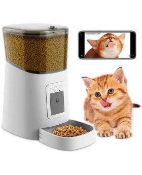 TRAMSMART Automatic Cat Feeder with 1080P Camera Voice and Video Recording, APP Control, 6L Capacity