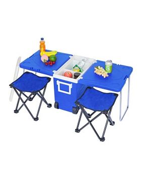 Goplus Outdoor Picnic Foldable Multi-function Rolling Cooler