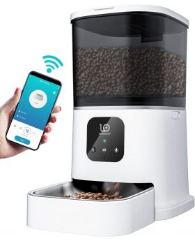 ZOKALEY Automatic Cat Feeders, 2.4G WiFi Enabled Programmable with Stainless Steel Bowl, Portion Control, APP Remote Control & 10s Voice Recorder for Small & Medium Pets